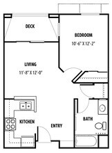 1 Bed, 1 Bath Model floor plan